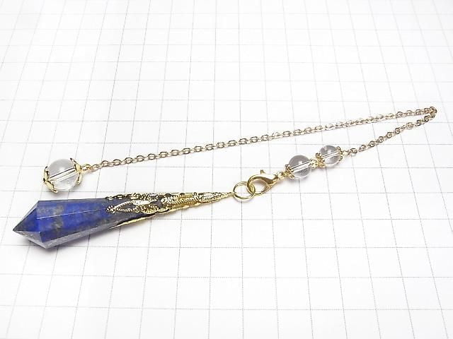 Lapislazuli AA Pendel 72x16x16mm mit Kette in Goldfarbe 1Stk