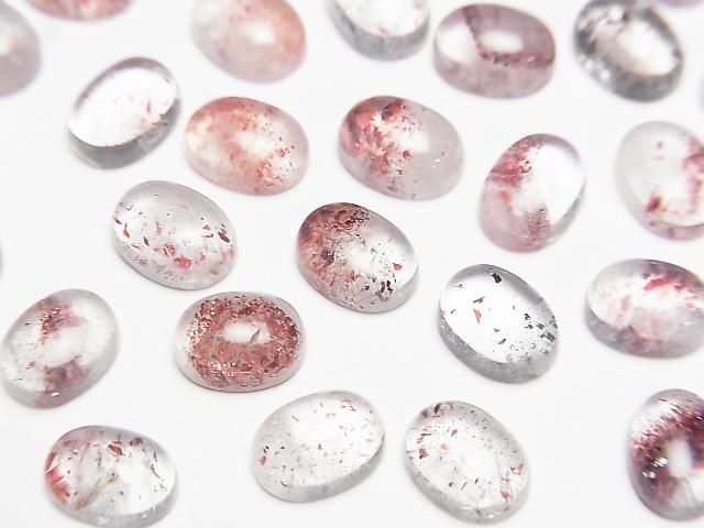 Lepidokrokit in Quarz AA++ Oval Cabochon 8x6mm 3Stk