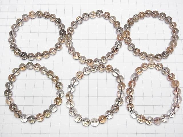 Mica in Quartz AAA- Round 9mm Bracelet