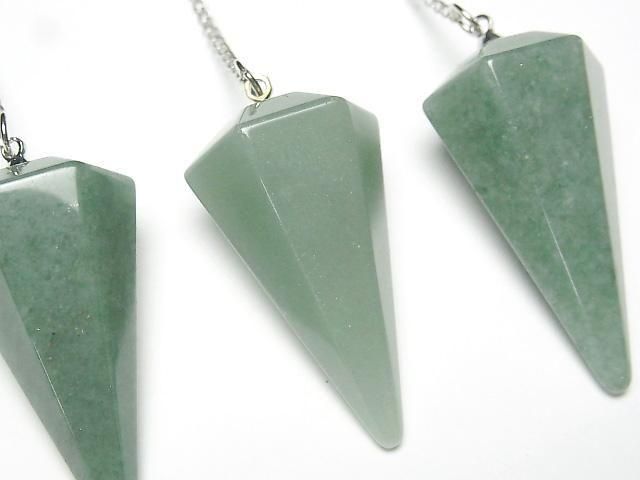 Grüner Aventurin AAA- Pendel 36x18x18mm mit Kette 1 Stück