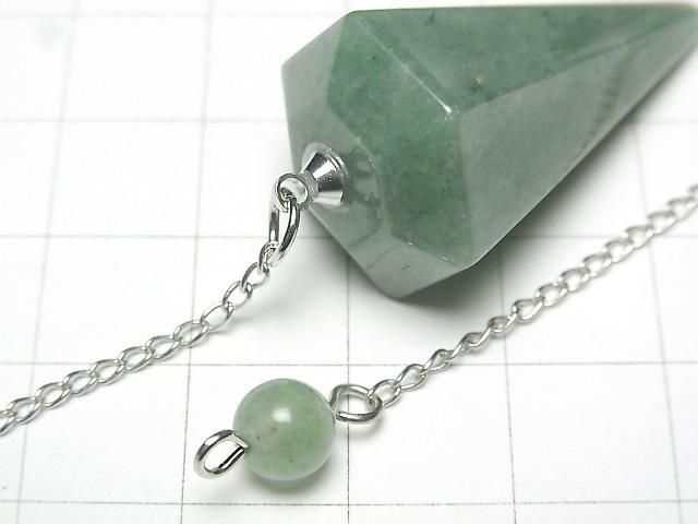 Grüner Aventurin AAA- Pendel 36x18x18mm mit Kette 1 Stück