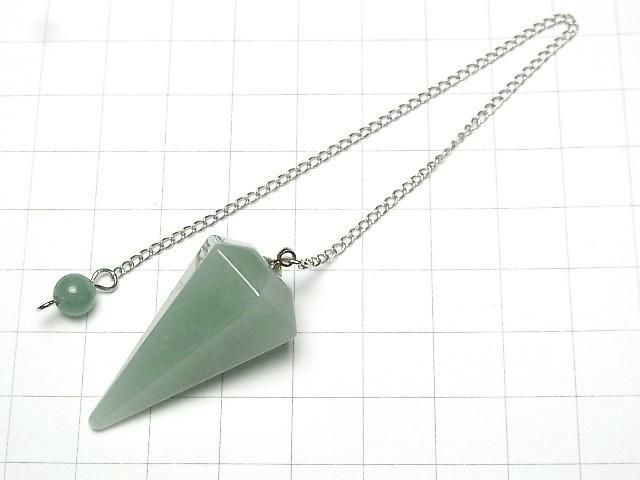 Grüner Aventurin AAA- Pendel 36x18x18mm mit Kette 1 Stück