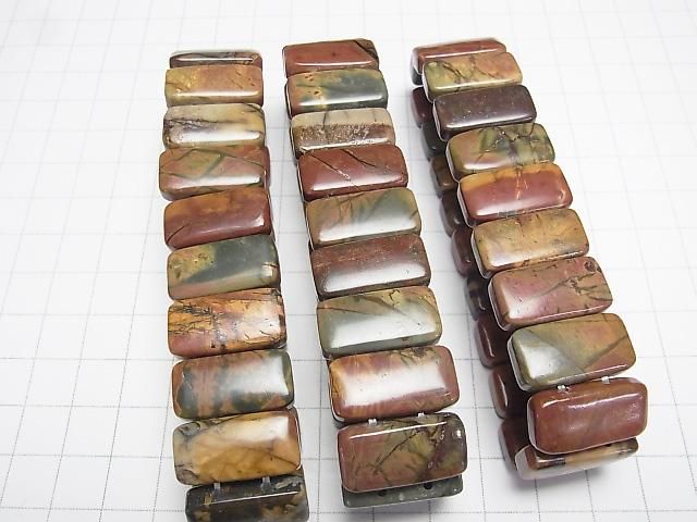 Picasso-Jaspis 2-Loch Rechteck 20x10x6mm 1 Strang Perlen (Armband)
