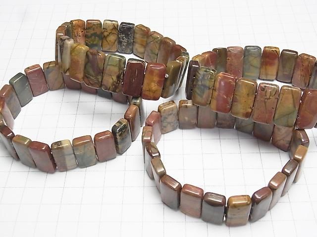 Picasso-Jaspis 2-Loch Rechteck 20x10x6mm 1 Strang Perlen (Armband)