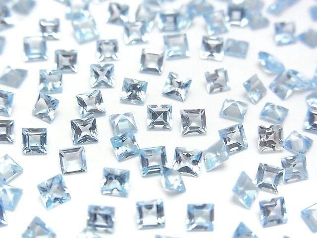 Hochwertiger himmelblauer Topas AAA Lose Stein Quadrat Facettiert 3x3mm 10 Stück