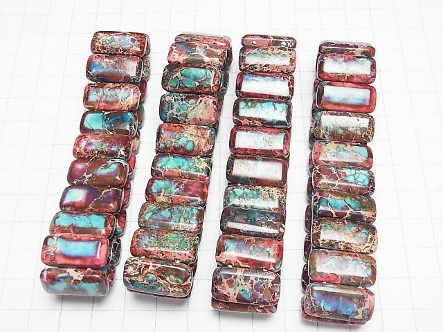 Rote x Blaue Kaolinit 2-Loch Rechteck 20x10x6mm 1 Strang Perlen (Armband)