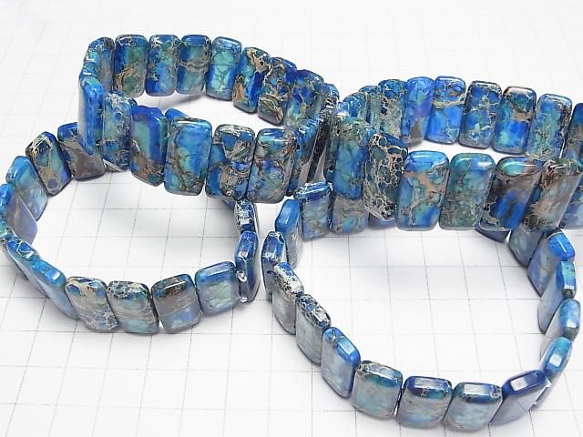 Blaue Kaolinit 2-Loch Rechteck 20x10x6mm 1 Strang Perlen (Armband)