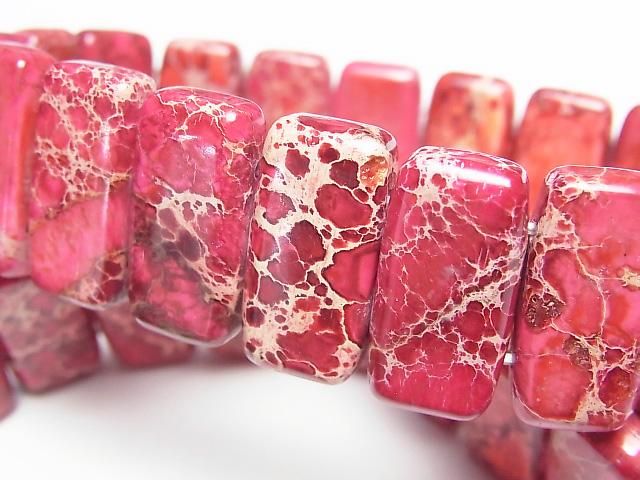 Rote Kaolinit 2-Loch Rechteck 20x10x6mm 1 Strang Perlen (Armband)