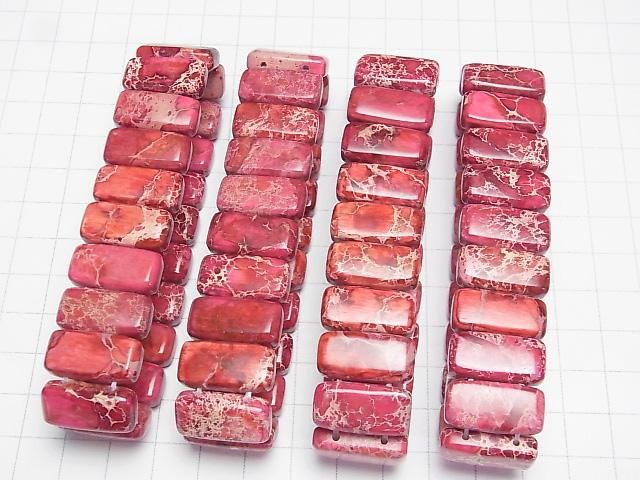 Rote Kaolinit 2-Loch Rechteck 20x10x6mm 1 Strang Perlen (Armband)
