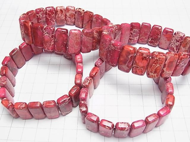 Rote Kaolinit 2-Loch Rechteck 20x10x6mm 1 Strang Perlen (Armband)