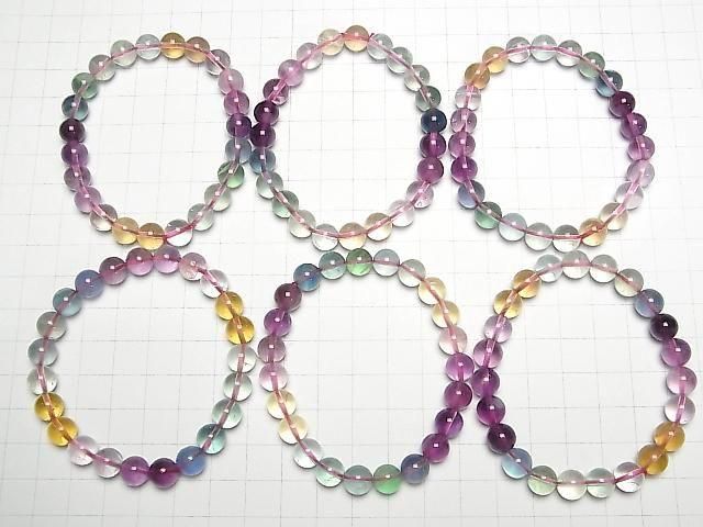 Multicolor Fluorit AAA rund 8mm Farbverlauf-Armband