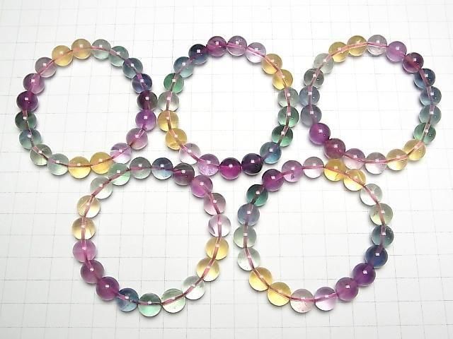 Multicolor Fluorit AAA rund 10mm Farbverlauf-Armband