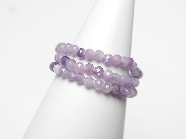 Hochwertig! Lepidolith facettiert rund 2mm 3 Stück (Ring)