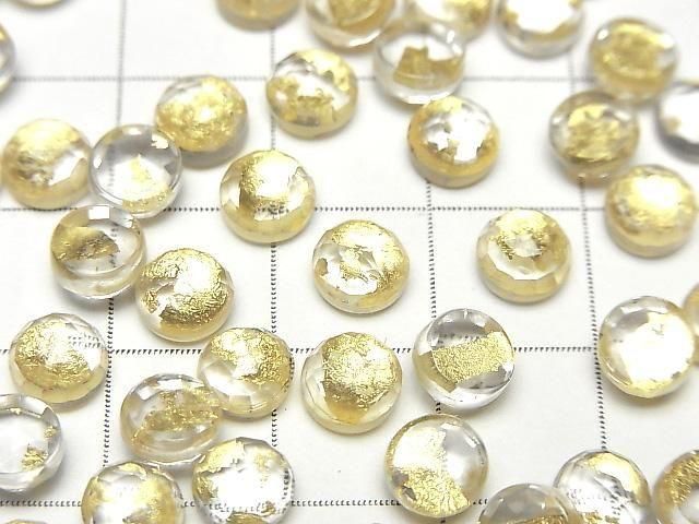 Doppelstein Kristall AAA rund Rose Cut 6x6mm Gold 5 Stück