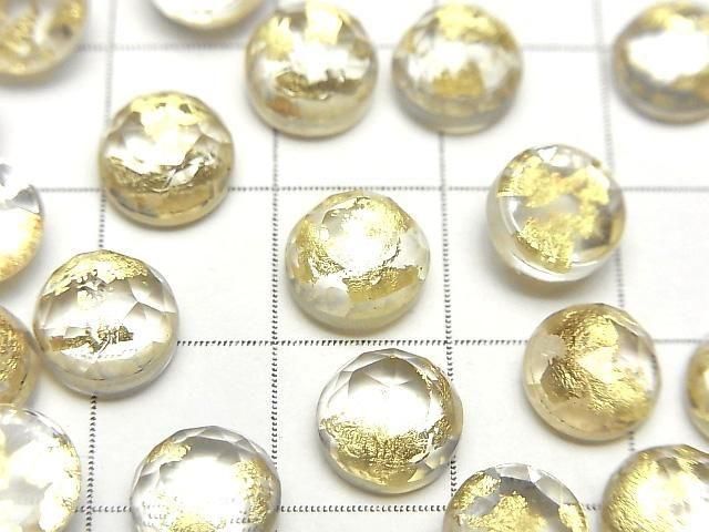 Doppelstein Kristall AAA rund Rose Cut 8x8mm Gold 3 Stück