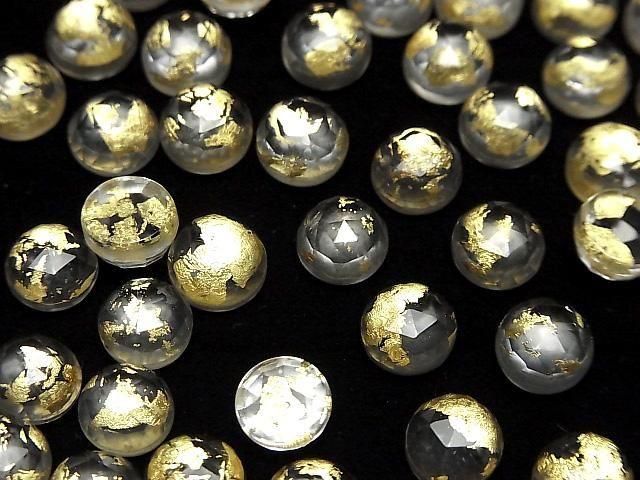Doppelstein Kristall AAA rund Rose Cut 8x8mm Gold 3 Stück