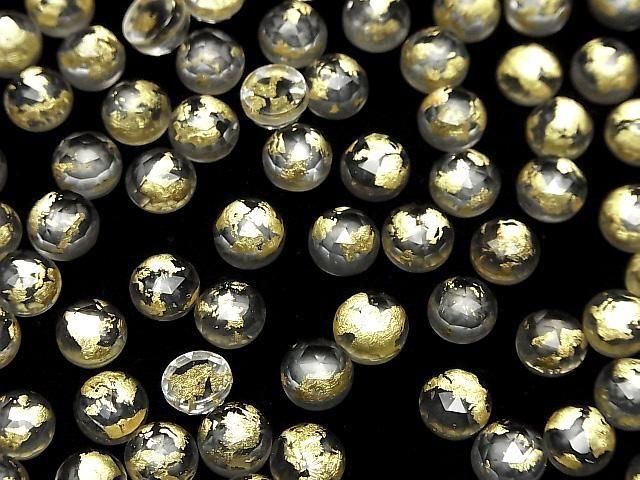 Doppelstein Kristall AAA rund Rose Cut 8x8mm Gold 3 Stück