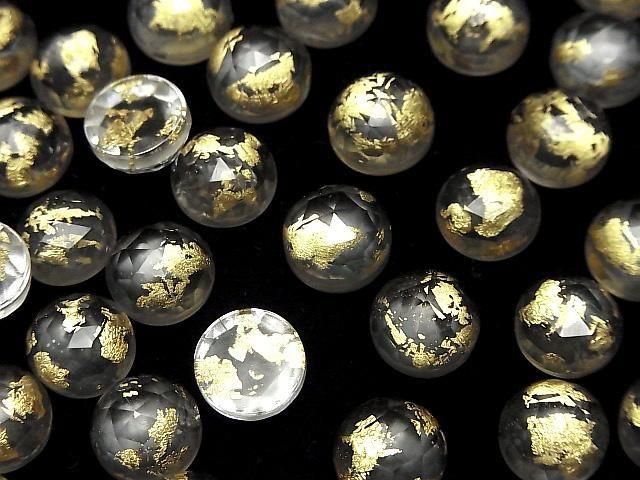 Doppelstein Kristall AAA rund Rose Cut 10x10mm Gold 2 Stück