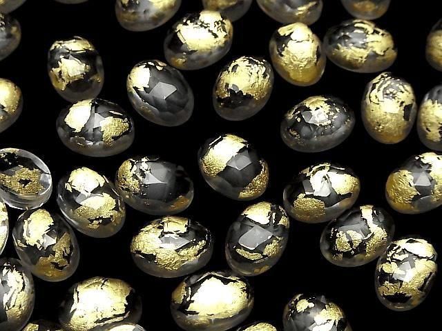 Doppelstein Kristall AAA oval Rose Cut 14x10mm Gold 2 Stück
