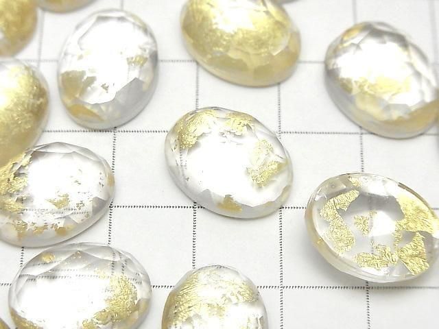 Doppelstein Kristall AAA oval Rose Cut 16x12mm Gold 2 Stück