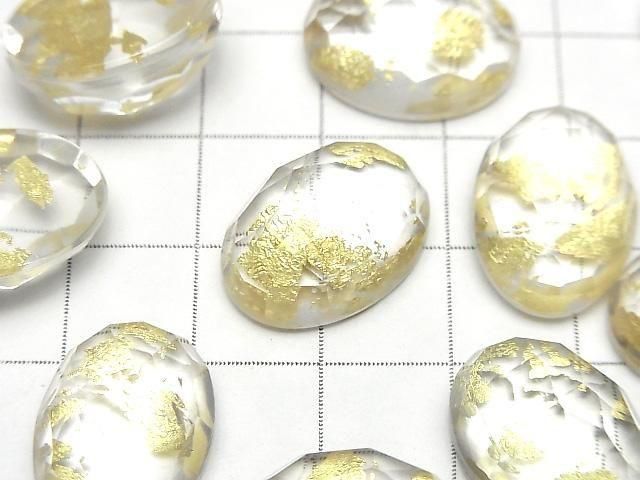 Doublet Crystal AAA Oval Rose Cut 18x13mm Gold 2pcs