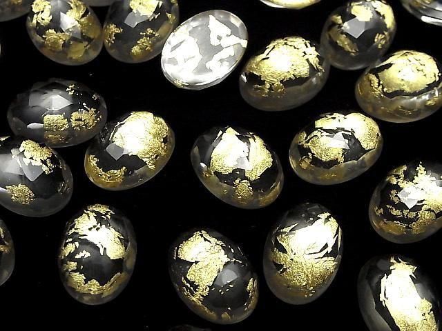Doublet Crystal AAA Oval Rose Cut 18x13mm Gold 2pcs