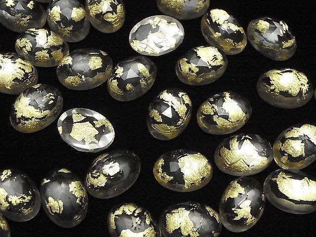 Doublet Crystal AAA Oval Rose Cut 18x13mm Gold 2pcs
