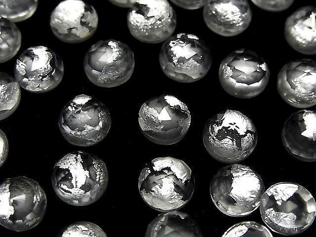 Doppelstein Kristall AAA rund Rose Cut 8x8mm Silber 3 Stück