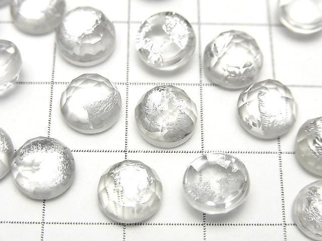 Doppelstein Kristall AAA rund Rose Cut 8x8mm Silber 3 Stück