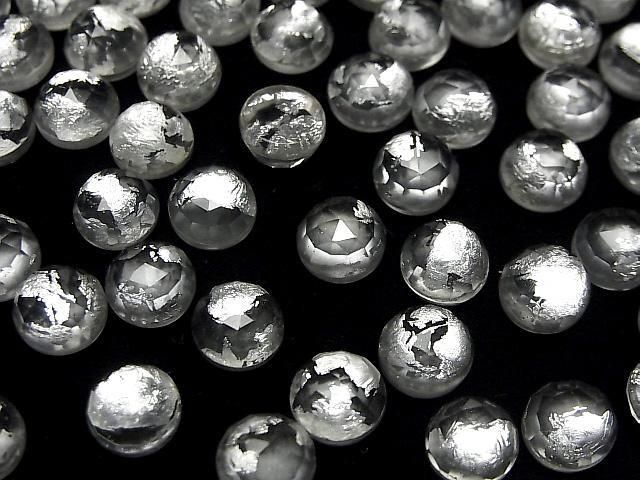Doppelstein Kristall AAA rund Rose Cut 8x8mm Silber 3 Stück