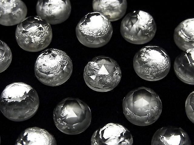 Doppelstein Kristall AAA rund Rose Cut 10x10mm Silber 2 Stück