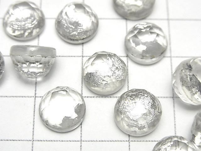 Doppelstein Kristall AAA rund Rose Cut 10x10mm Silber 2 Stück