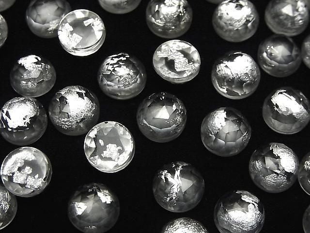 Doppelstein Kristall AAA rund Rose Cut 10x10mm Silber 2 Stück