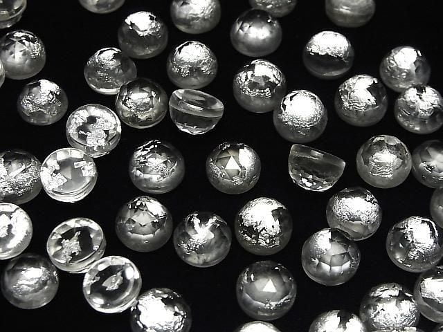 Doppelstein Kristall AAA rund Rose Cut 10x10mm Silber 2 Stück