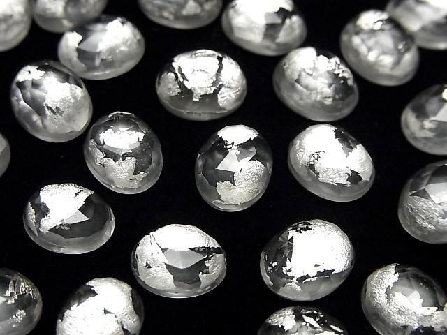 Doppelstein Kristall AAA oval Rose Cut 10x8mm Silber 3 Stück
