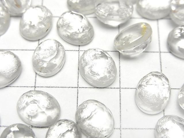 Doppelstein Kristall AAA oval Rose Cut 10x8mm Silber 3 Stück