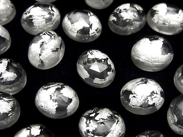 Doppelstein Kristall AAA oval Rose Cut 12x10mm Silber 2 Stück