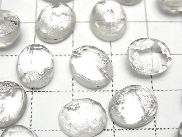 Doppelstein Kristall AAA oval Rose Cut 12x10mm Silber 2 Stück