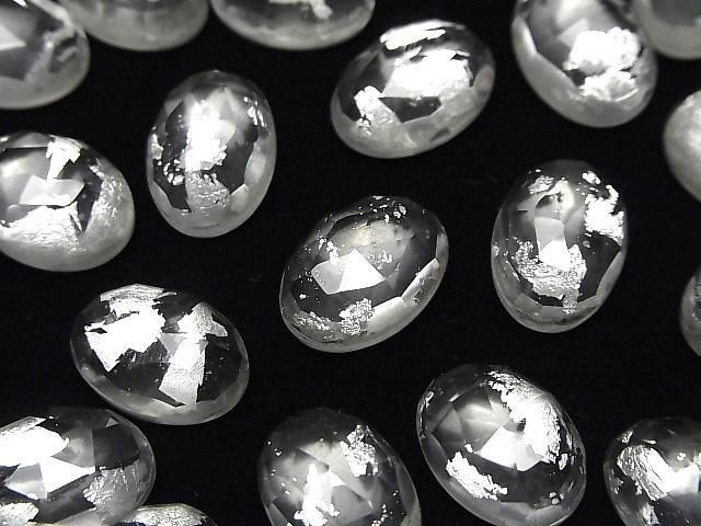 Doppelstein Kristall AAA oval Rose Cut 14x10mm Silber 2 Stück