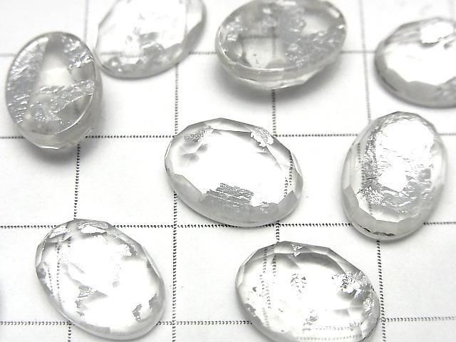 Doppelstein Kristall AAA oval Rose Cut 14x10mm Silber 2 Stück