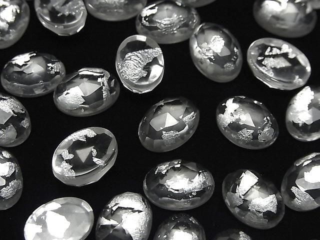Doppelstein Kristall AAA oval Rose Cut 14x10mm Silber 2 Stück