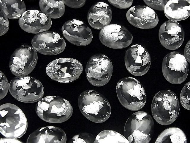Doppelstein Kristall AAA oval Rose Cut 16x12mm Silber 2 Stück