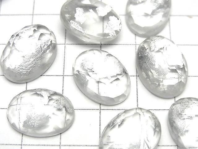 Doppelstein Kristall AAA oval Rose Cut 18x13mm Silber 2 Stück