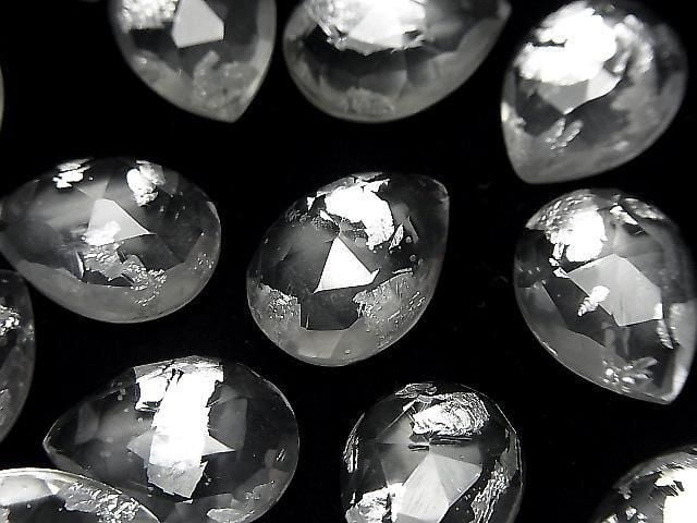Doppelstein Kristall AAA Tropfenform Rose Cut 18x13mm Silber 2 Stück