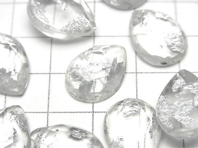 Doppelstein Kristall AAA Tropfenform Rose Cut 18x13mm Silber 2 Stück