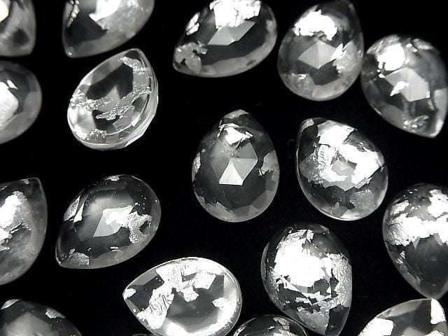 Doppelstein Kristall AAA Tropfenform Rose Cut 18x13mm Silber 2 Stück