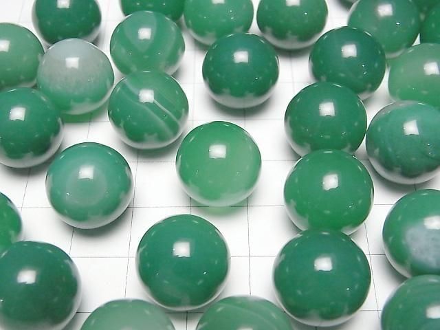 Grün gestreifter Achat Kugel, Rund 15mm 3 Stück