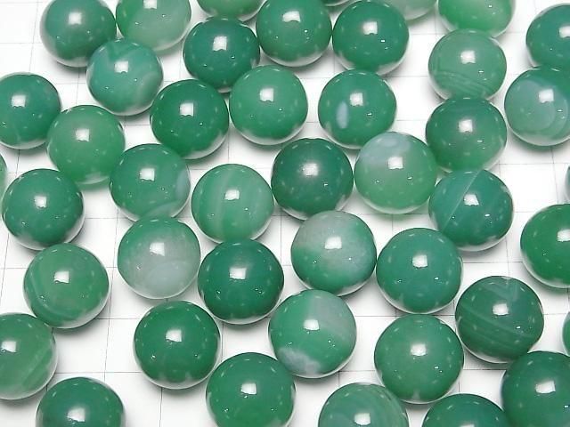 Grün gestreifter Achat Kugel, Rund 15mm 3 Stück