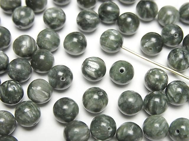 Seraphinit AAA halb durchbohrt rund 6mm 10 Stück