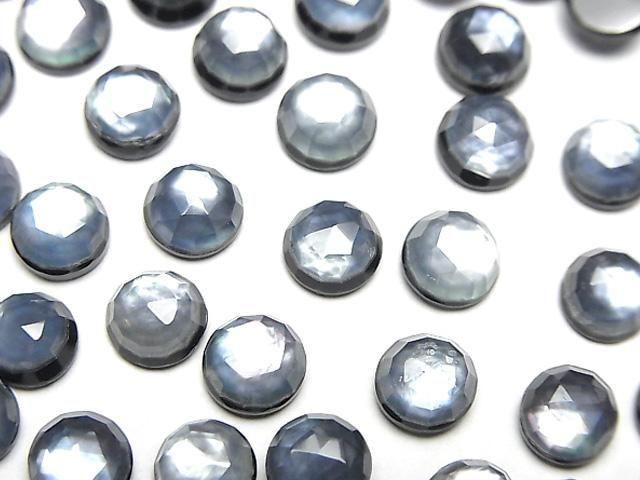 Onyx x Weiße Muschel x Kristall AAA- Rund Rosenschliff 6x6mm 5 Stück